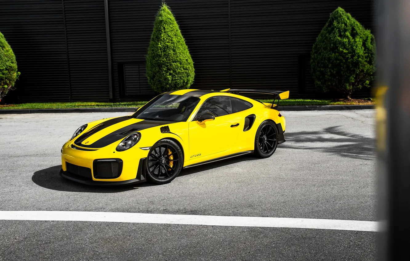 Photo wallpaper Porsche, Green, GT2, Yellow, VAG, Asphalt