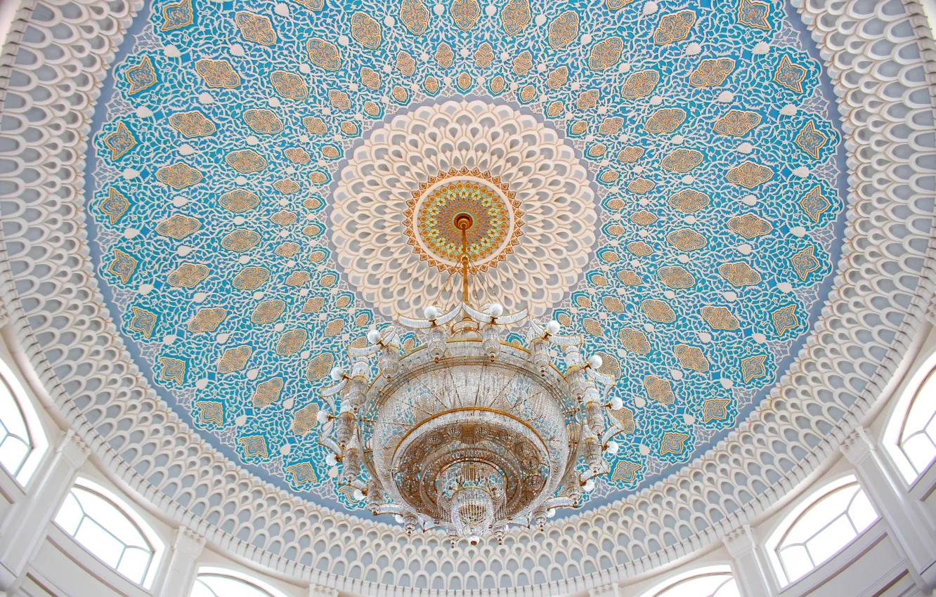 Photo wallpaper pattern, interior, the ceiling, chandelier, gallery, crystal, East, asia