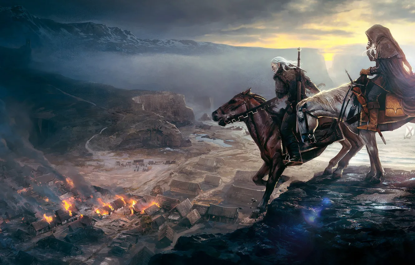Photo wallpaper The Wild Hunt, The Witcher 3, multi-platform computer role-playing game