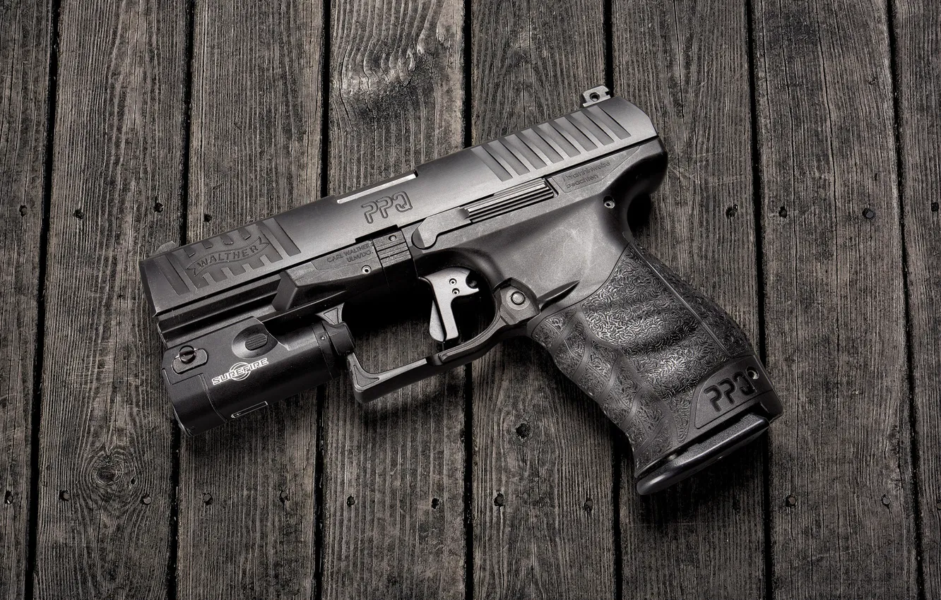 Photo wallpaper gun, weapons, background, Walther PPQ