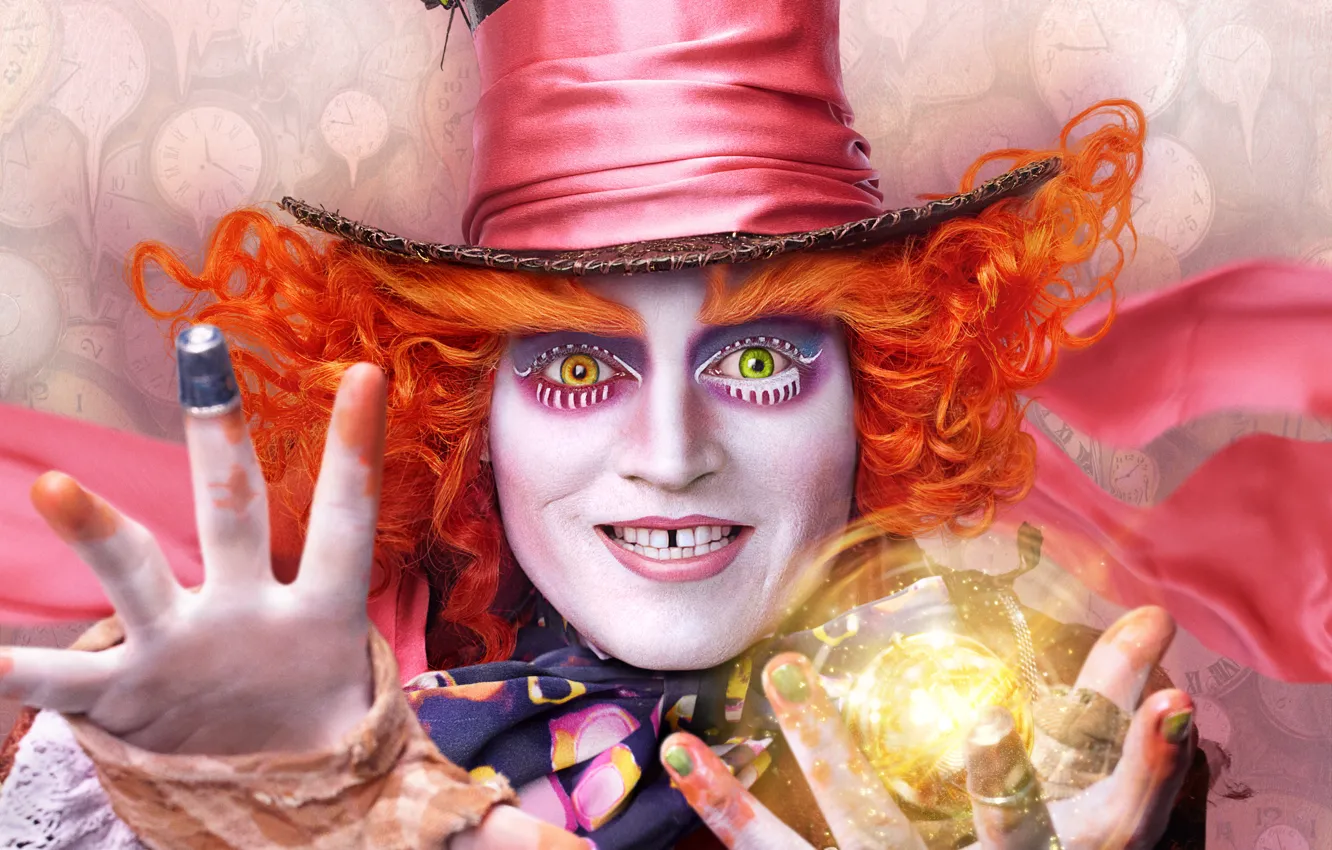 Photo wallpaper Johnny Depp, Johnny Depp, Mad Hatter, Alice in Wonderland, 2016, Alice Through the Looking Glass