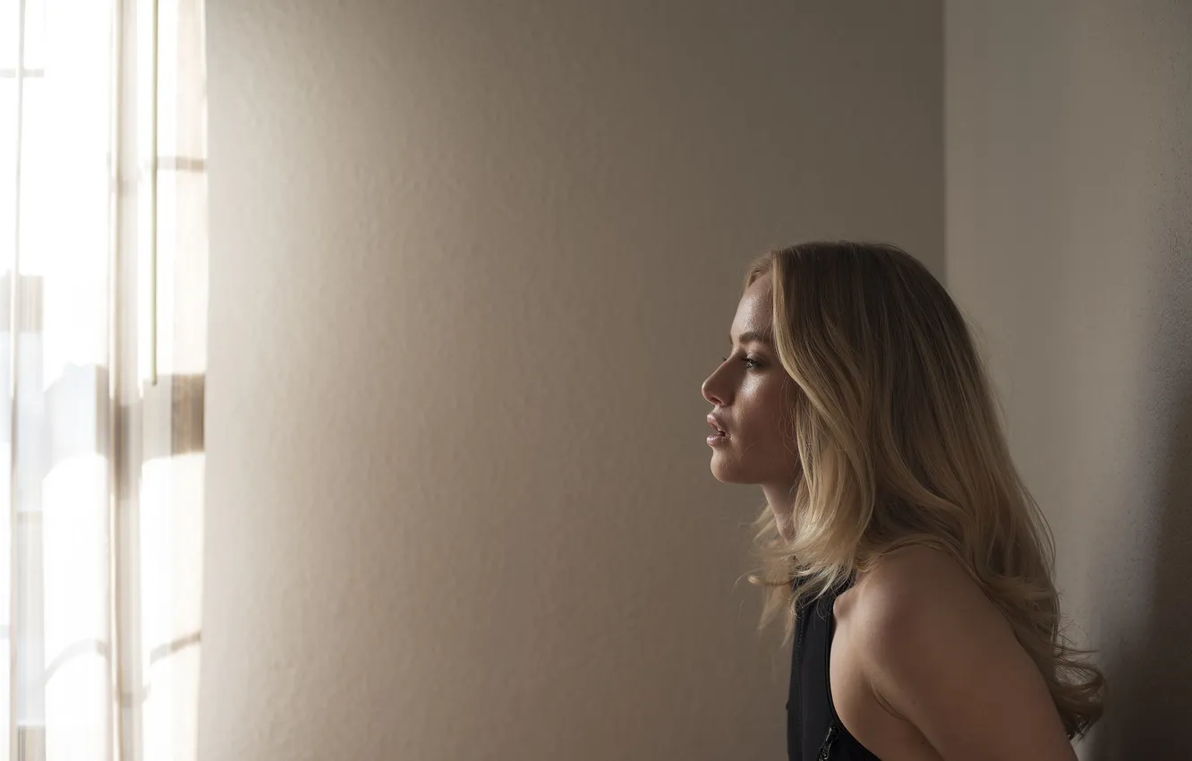 Photo wallpaper girl, blonde, profile