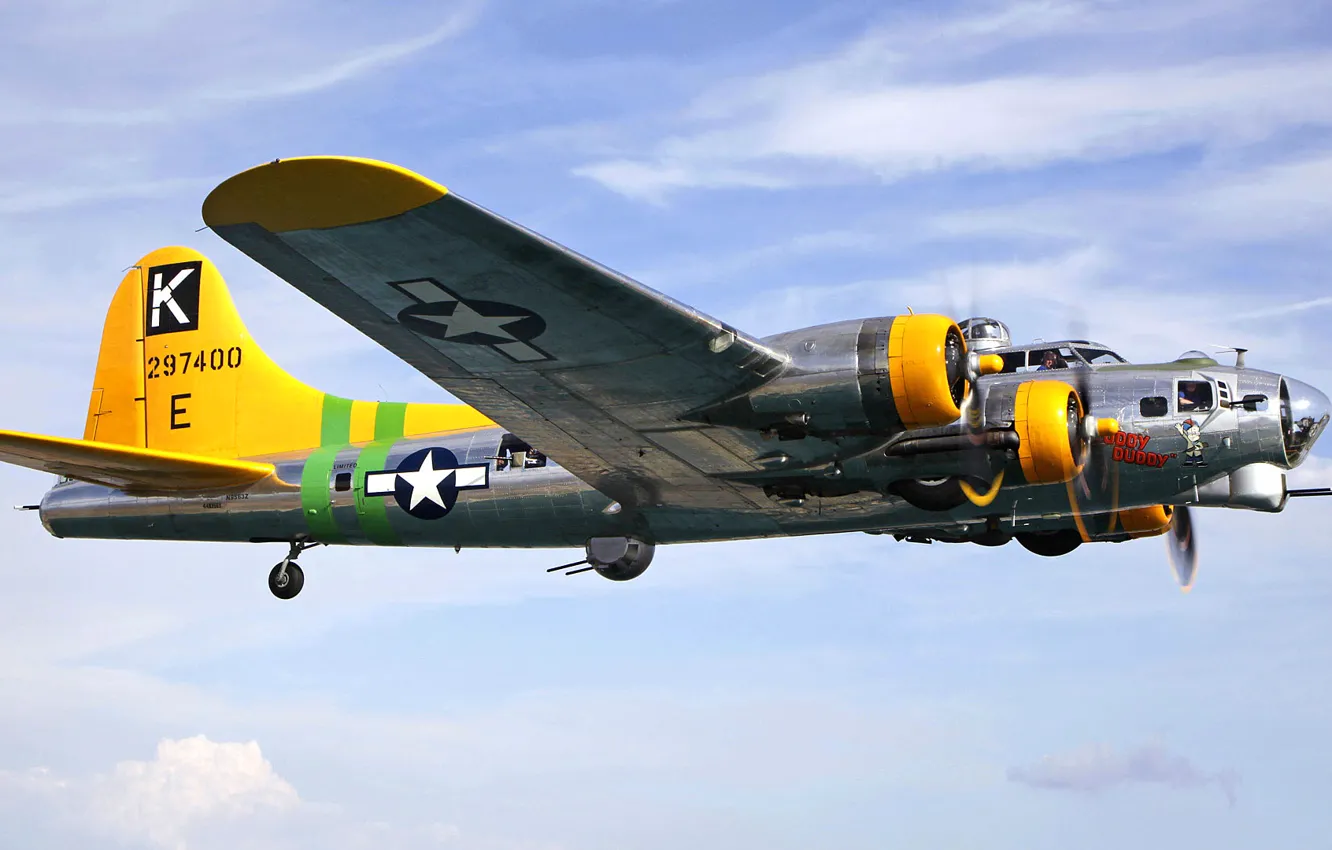Photo wallpaper the sky, flight, bomber, the plane, Boeing, B-17, flying fortress, Flying Fortress