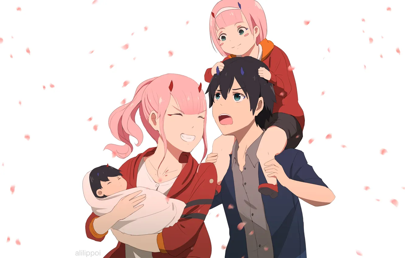 Photo wallpaper love, children, family, pair, two, Darling In The Frankxx, Cute in France