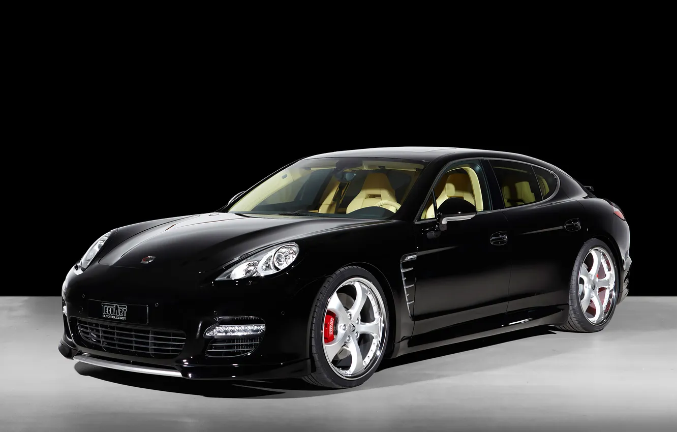 Photo wallpaper black, Porsche, Panamera, photo auto, the superavto, TechArt, on a black background