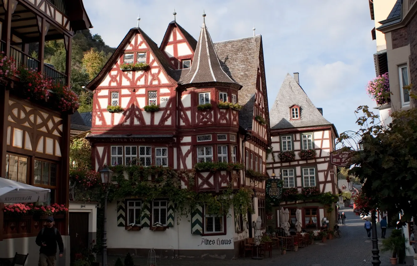 Photo wallpaper the city, old, Fachwerk, Bacharach