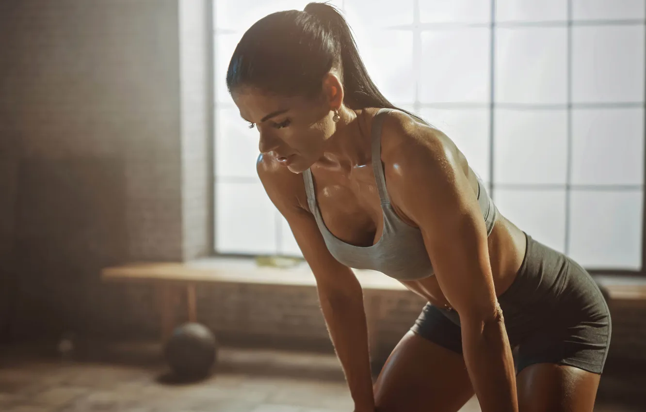 Photo wallpaper gym, leggings, woman fitness, Buttock, activewear, woman exercises, woman streching, woman workout