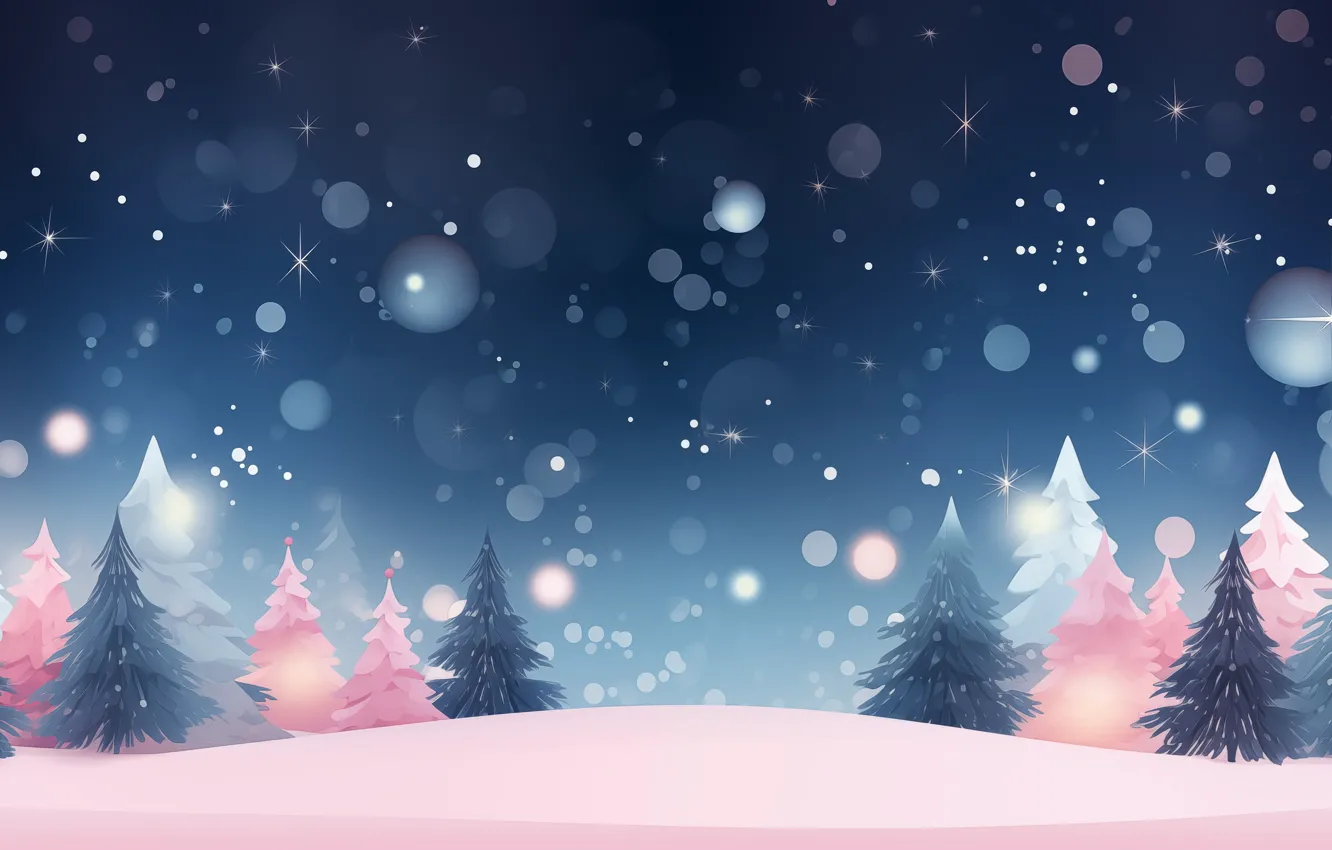 Photo wallpaper winter, forest, snow, graphics, tree, new year, ate, Christmas
