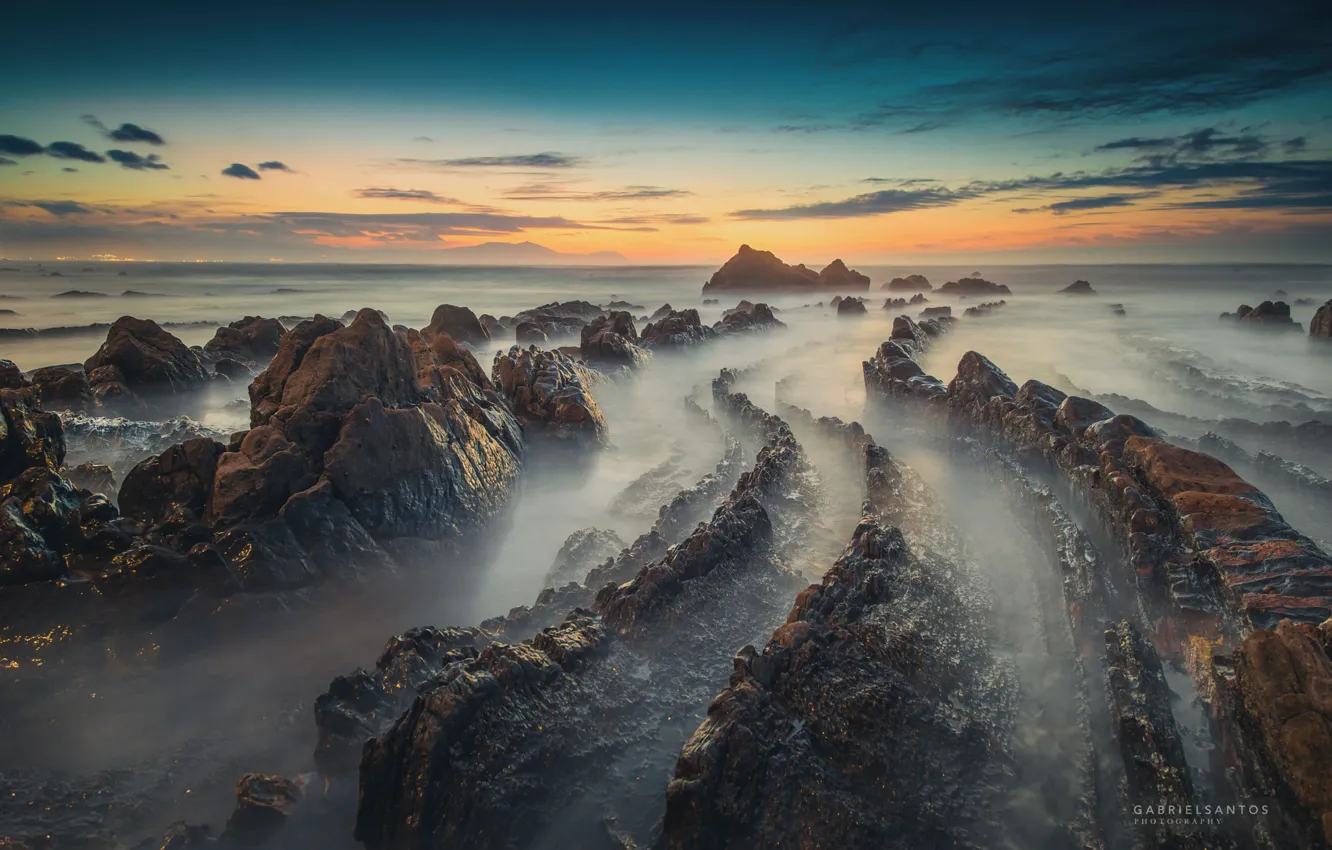 Photo wallpaper sea, rocks, Spain, Basque Country
