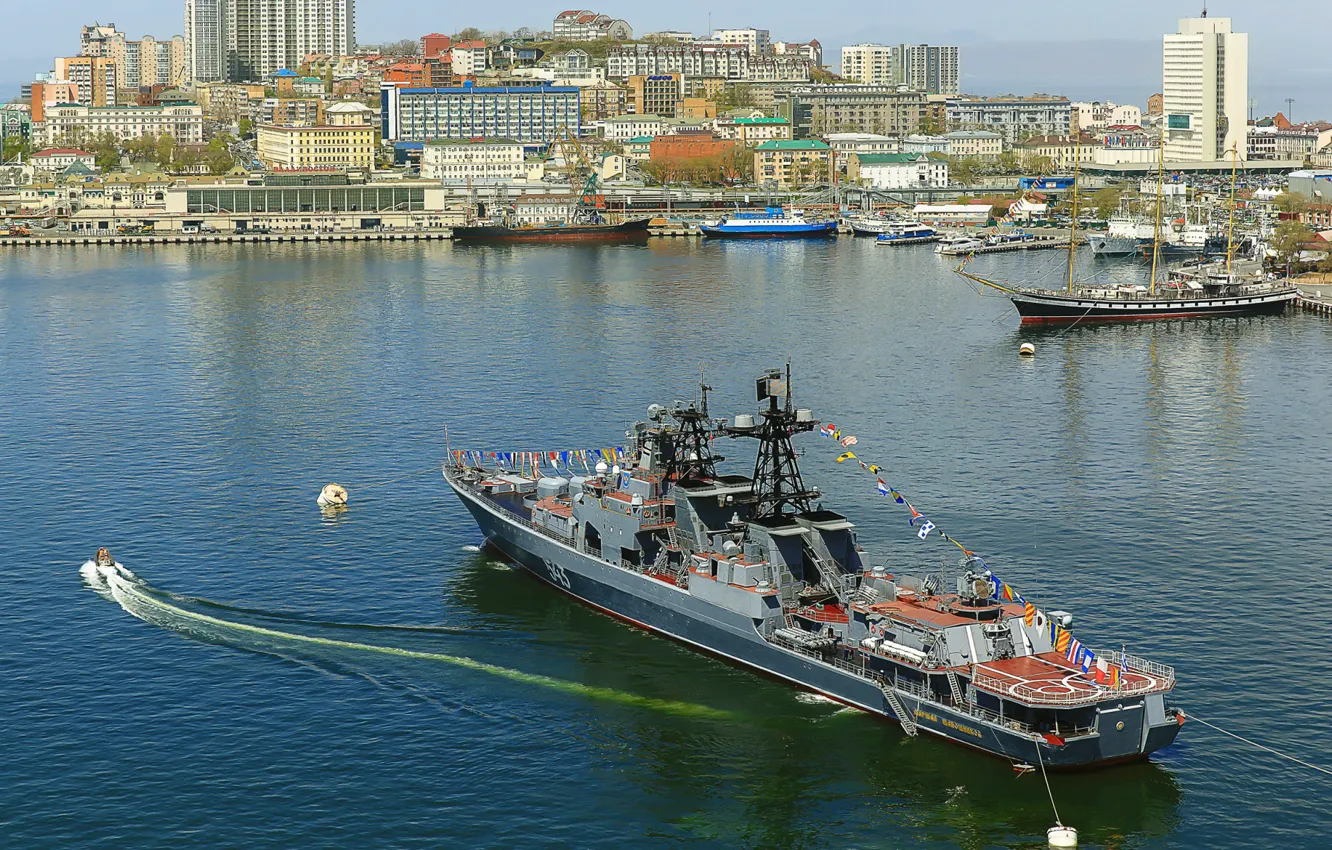 Photo wallpaper Vladivostok, BOD, project 1155, Marshal Shaposhnikov