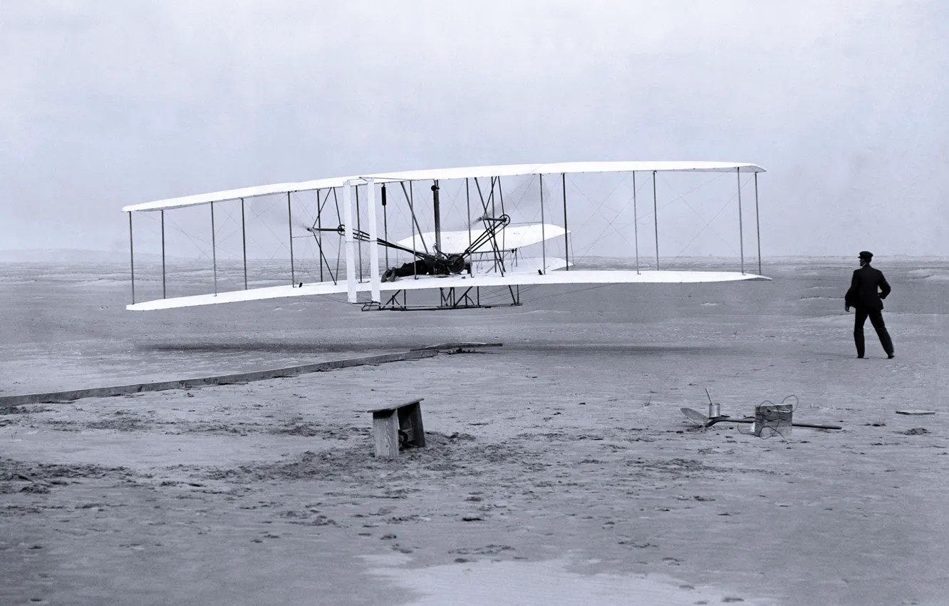 Photo wallpaper the plane, first flight, 1903-the year, the Wright brothers