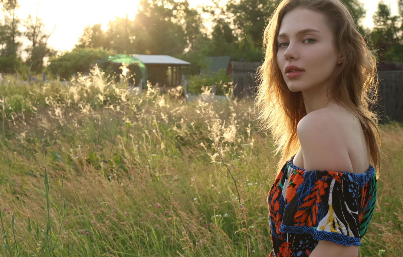 Photo wallpaper hot girl, trees, nature, sexy woman, cute, building, beautiful face, Outside