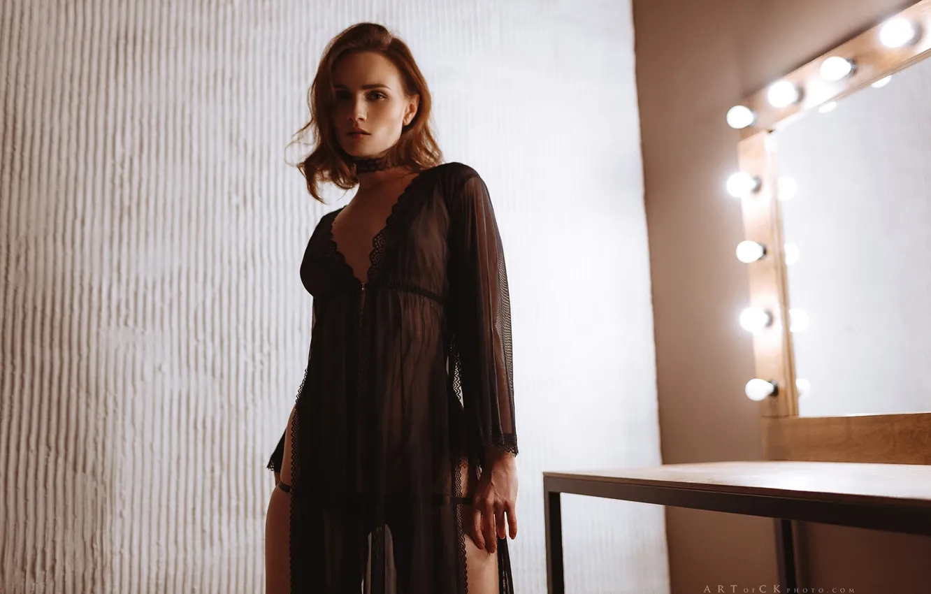 Photo wallpaper look, girl, pose, negligee, nightie, Stepan Kvardakov, Ornella Igoshina