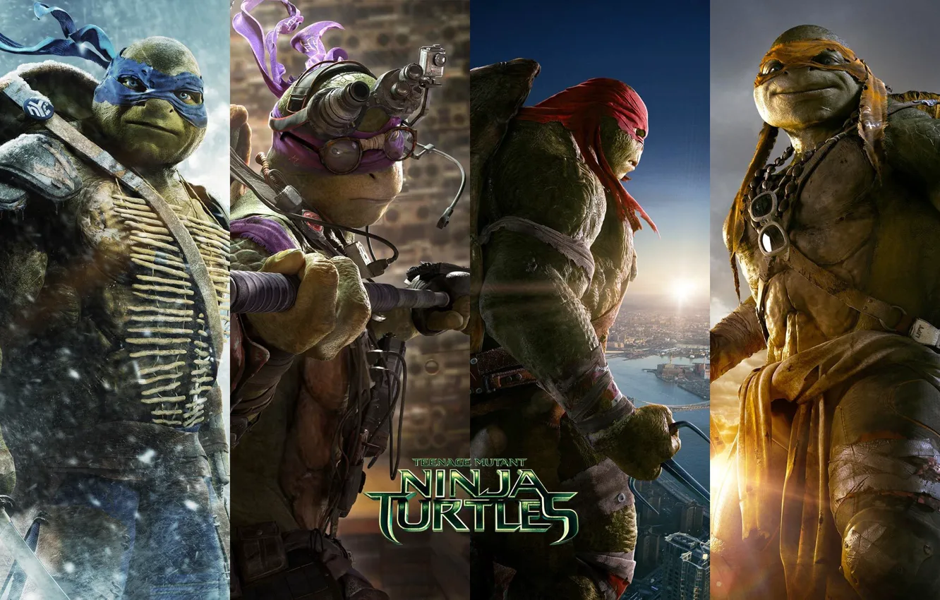 Photo wallpaper TMNT, Raphael, Leonardo, Donatello, Donatello, Leonardo, Michelangelo, Teenage Mutant Ninja Turtles
