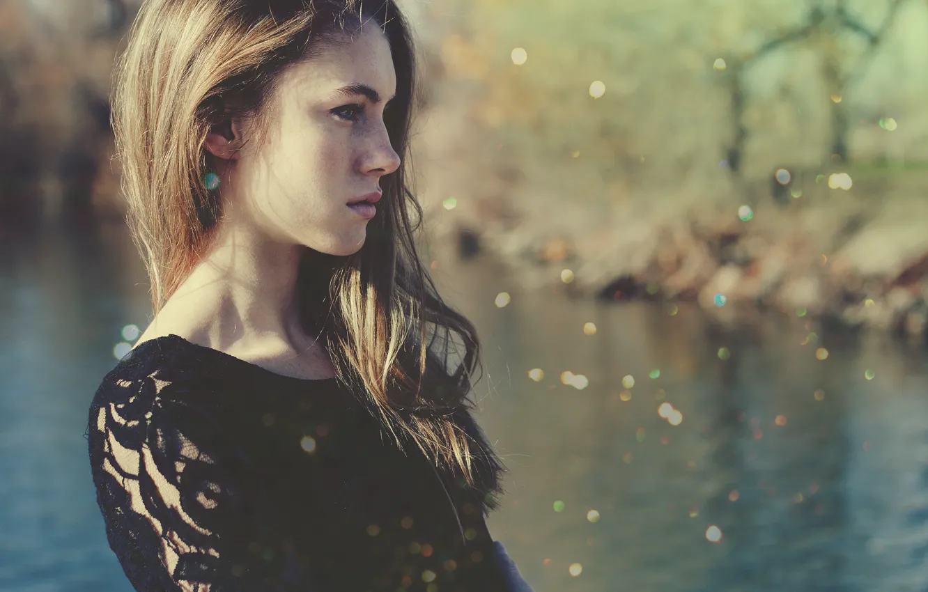 Photo wallpaper girl, model, brown hair, cute