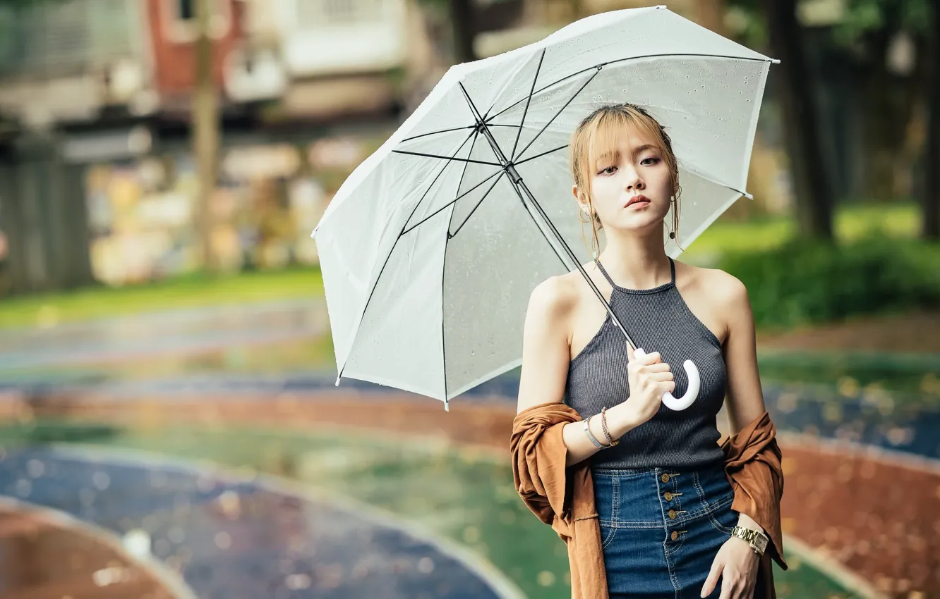 Photo wallpaper girl, portrait, umbrella