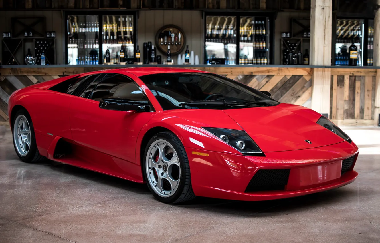 Photo wallpaper Lamborghini, Red, Murcielago, Bar