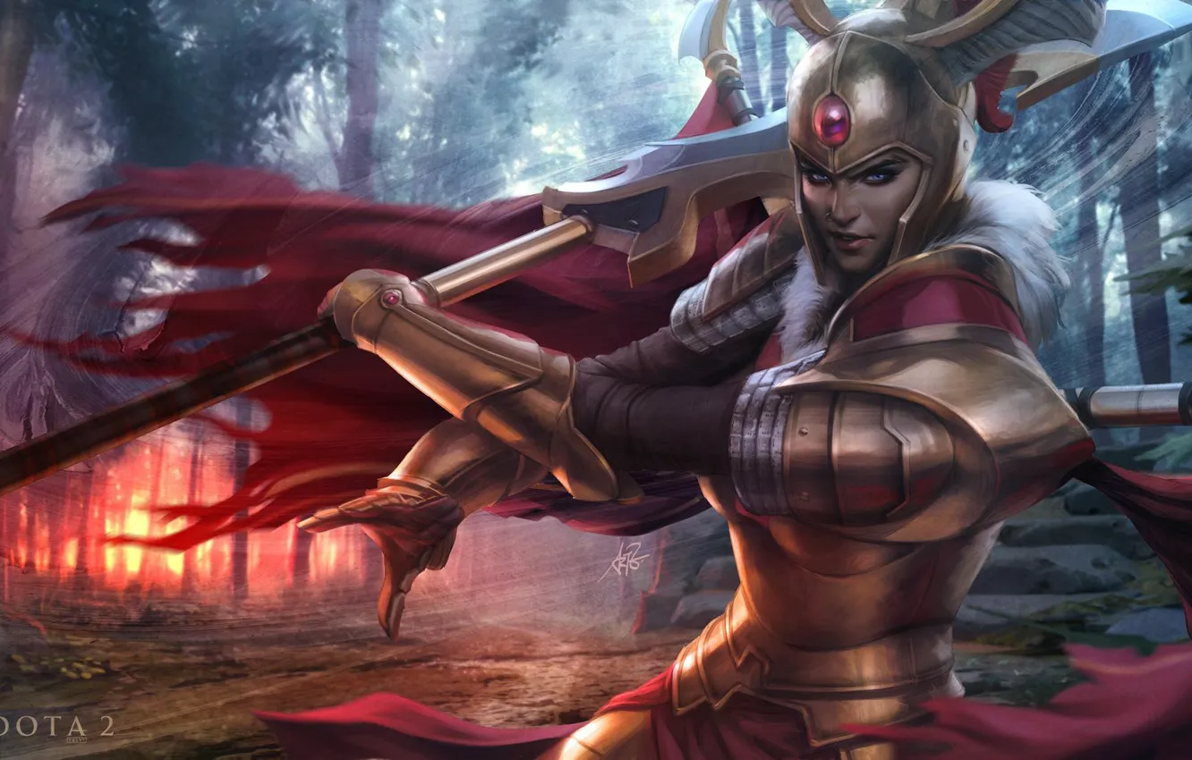 Photo wallpaper girl, sword, armor, art, dota 2, Tresdin, Legion Commander