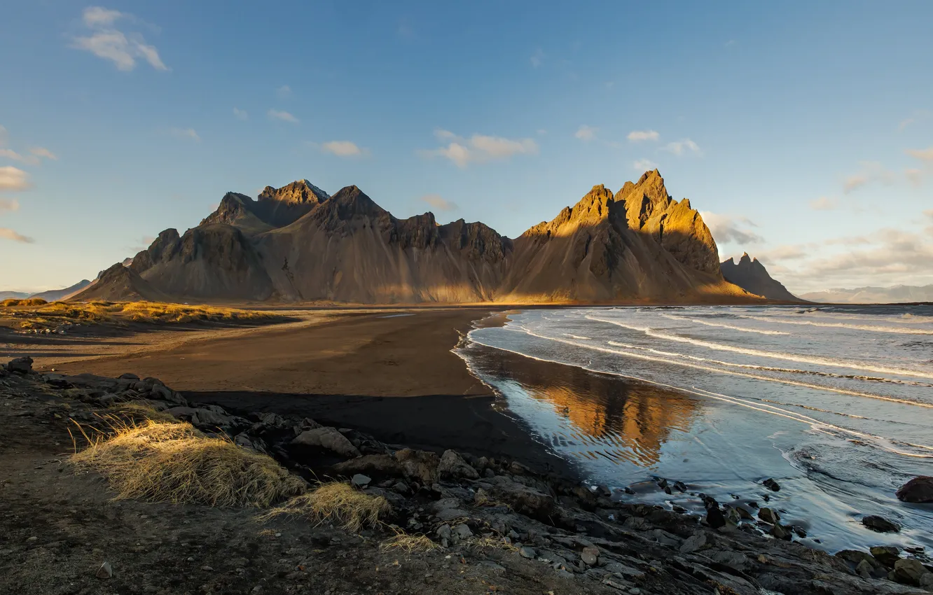 Photo wallpaper sea, mountains, shore