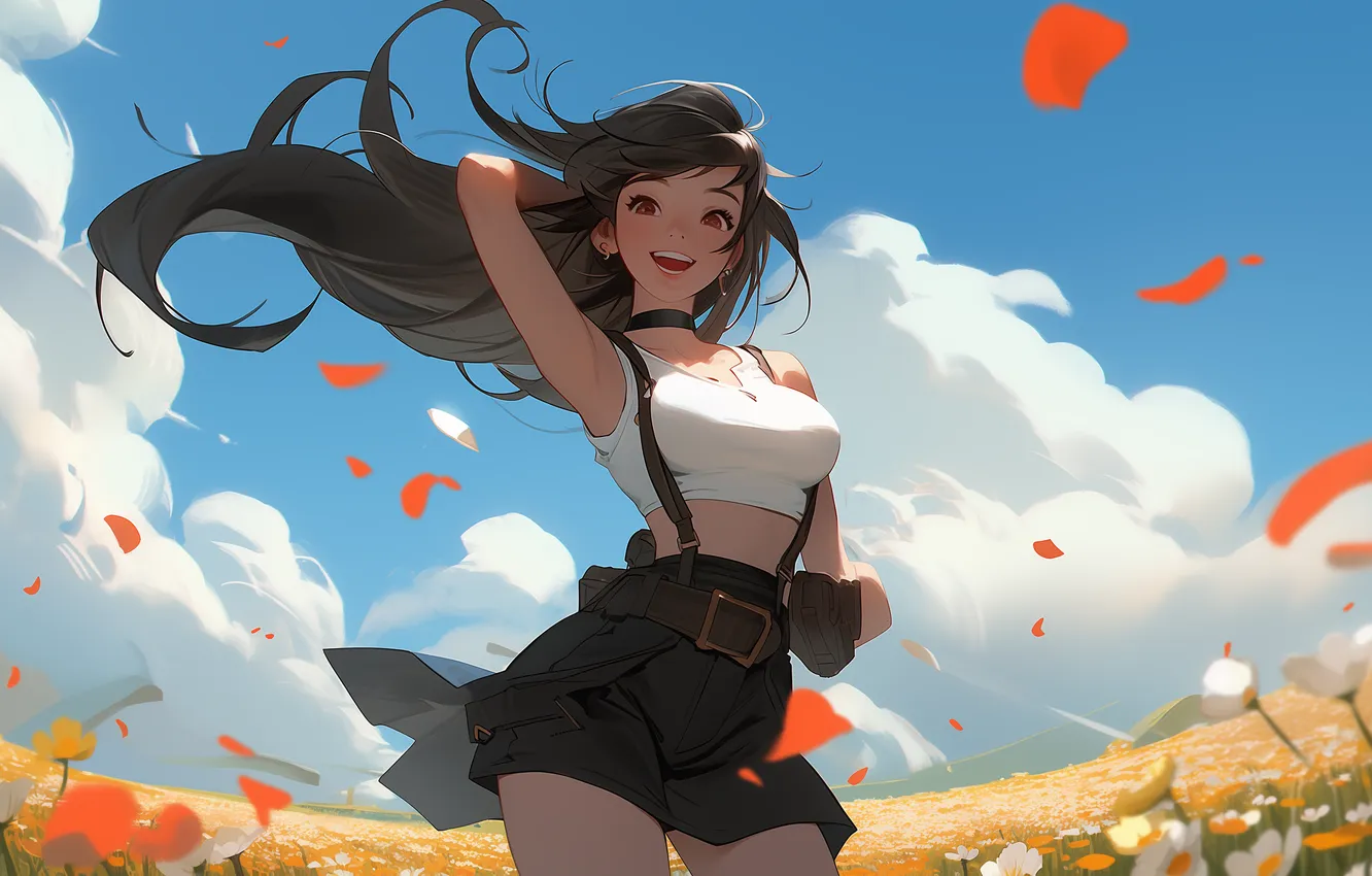 Photo wallpaper anime girls, Final Fantasy VII, Tifa Lockhart, AI Art