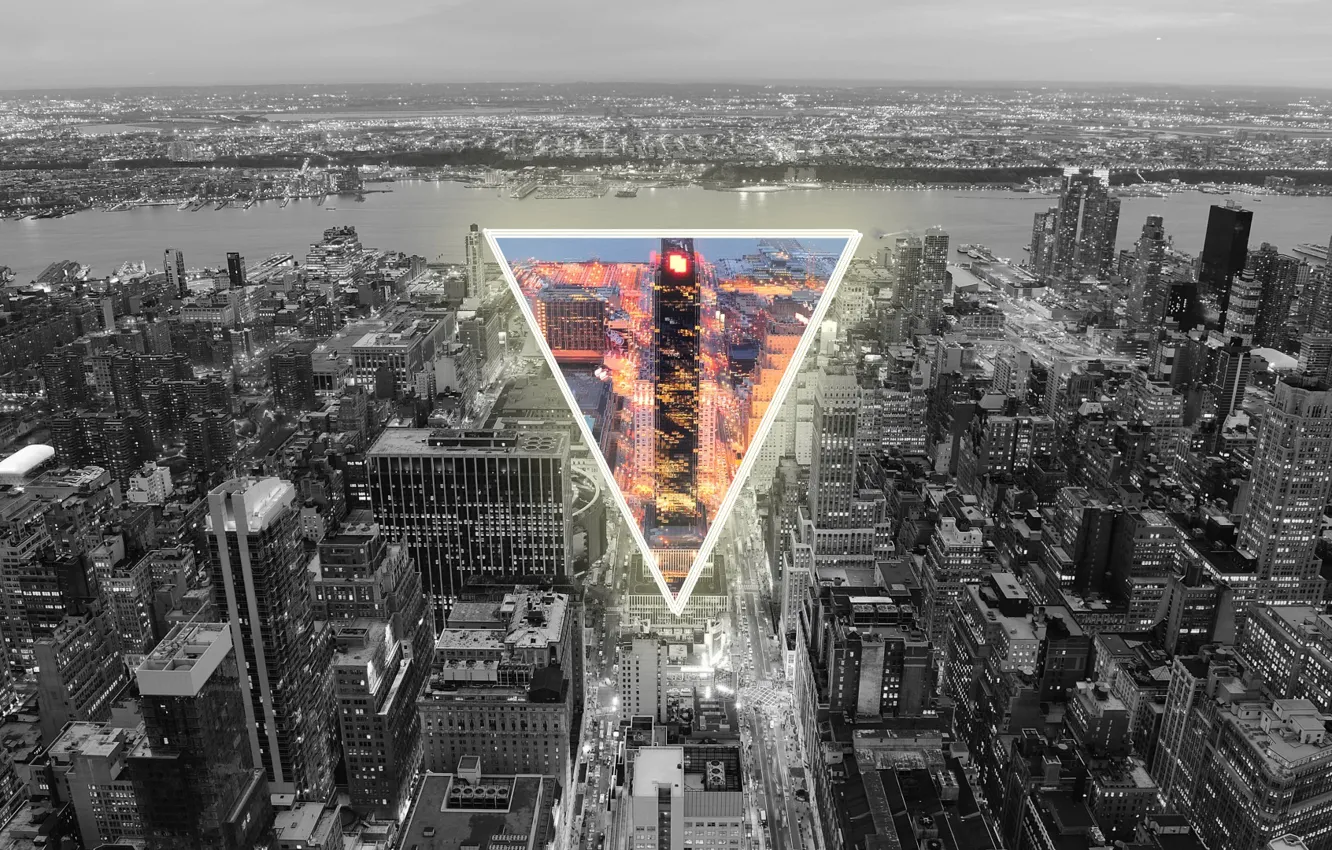Photo wallpaper the city, triangle, 3 angle