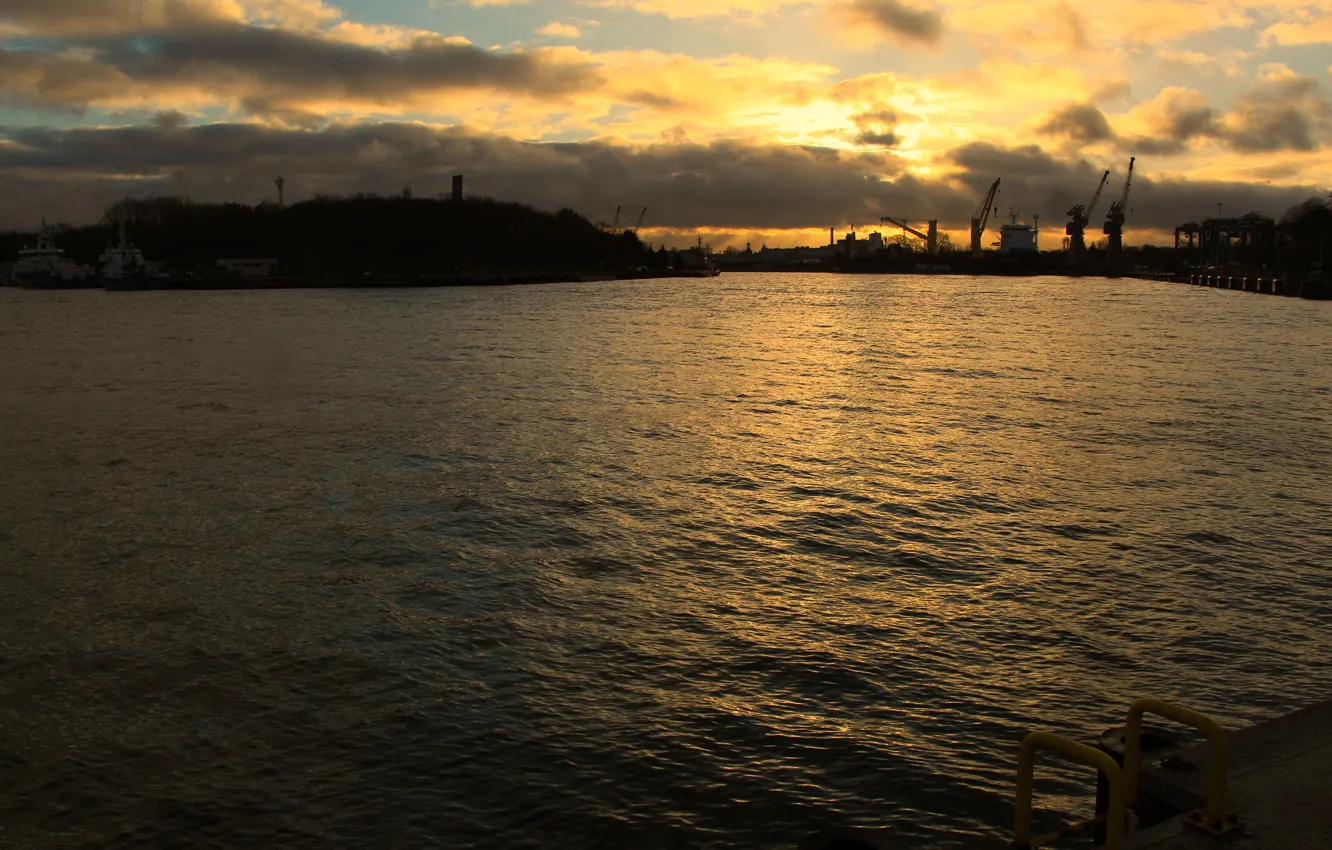 Photo wallpaper sky, sea, sunset, water