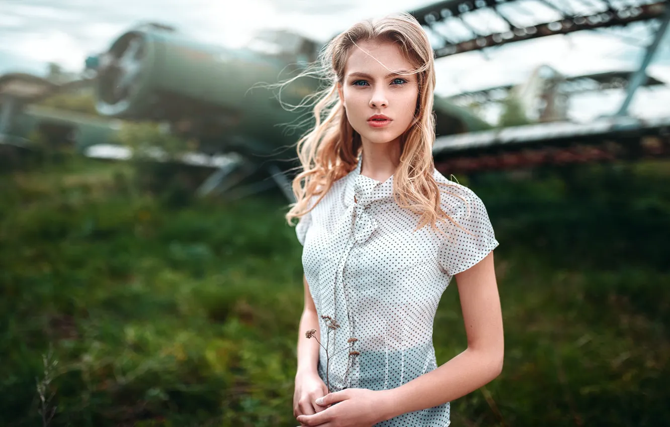 Photo wallpaper girl, hair, the plane, Anastasia, Max Kuzin