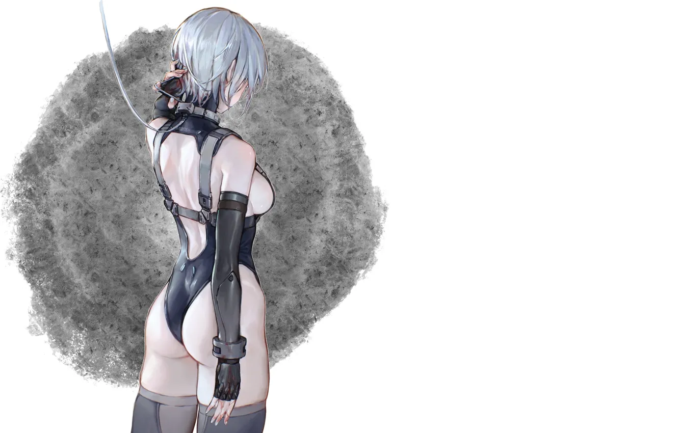 Photo wallpaper girl, hot, sexy, ass, anime, short hair, babe, collar