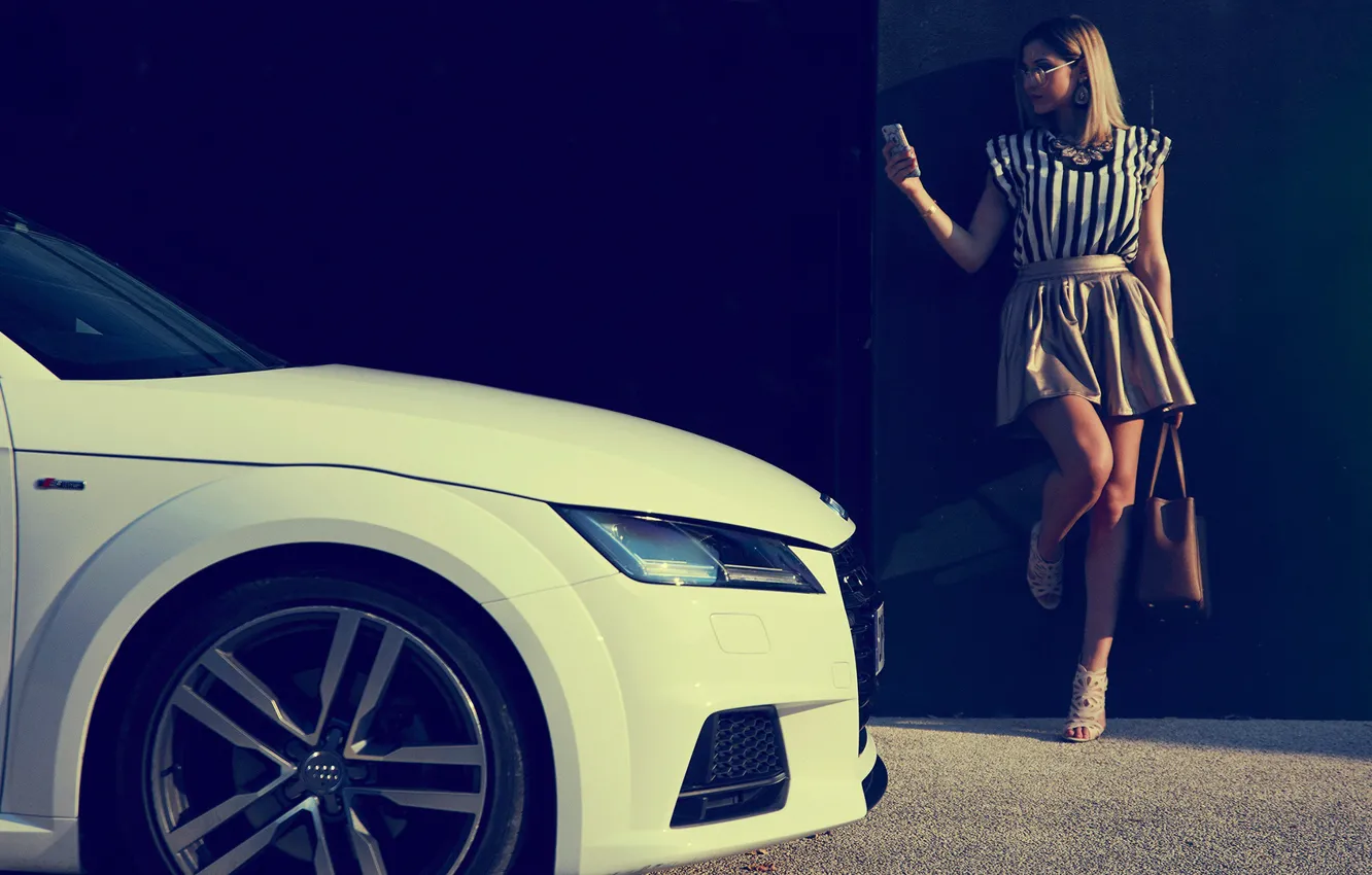 Photo wallpaper transport, woman, phone, car, Audi TT
