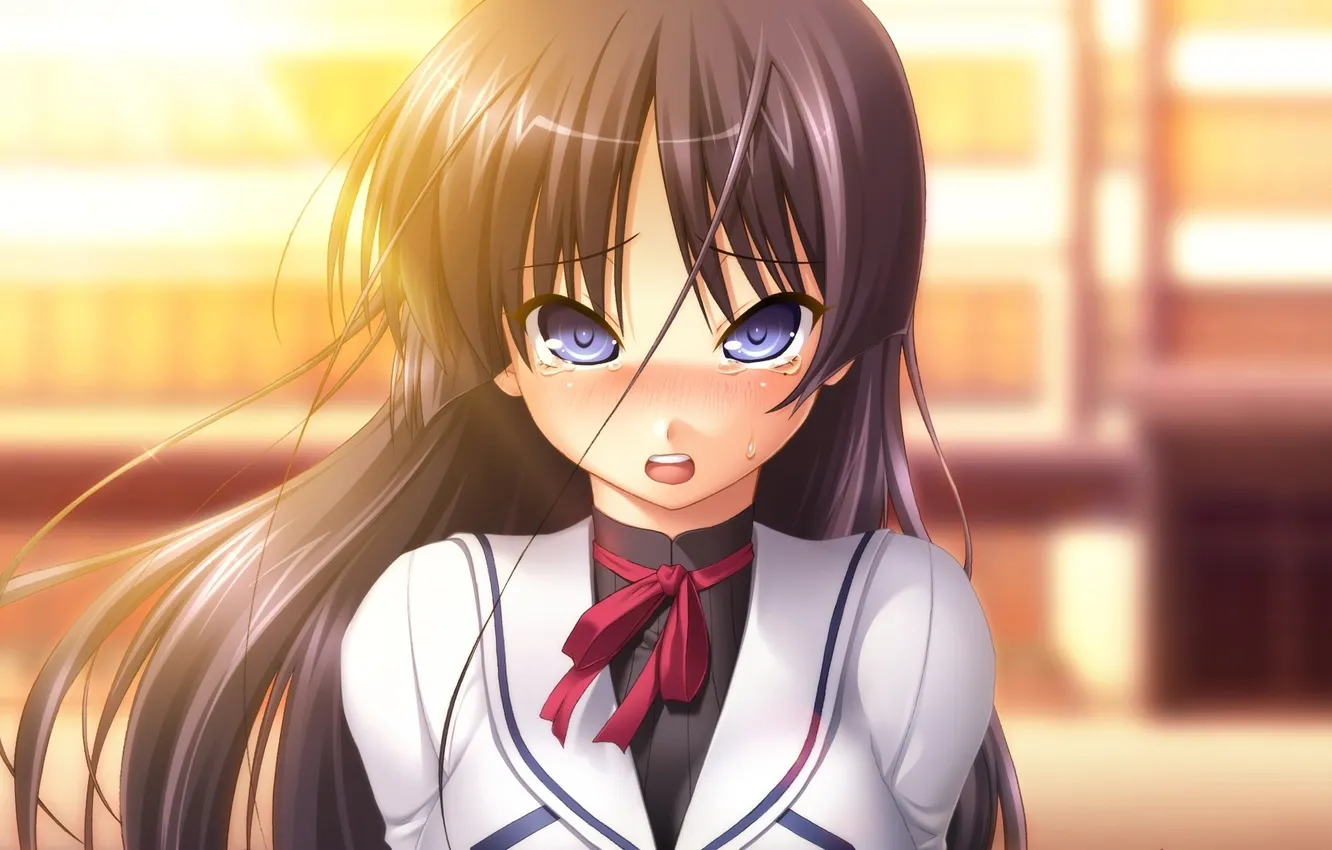 Photo wallpaper girl, anime, tears