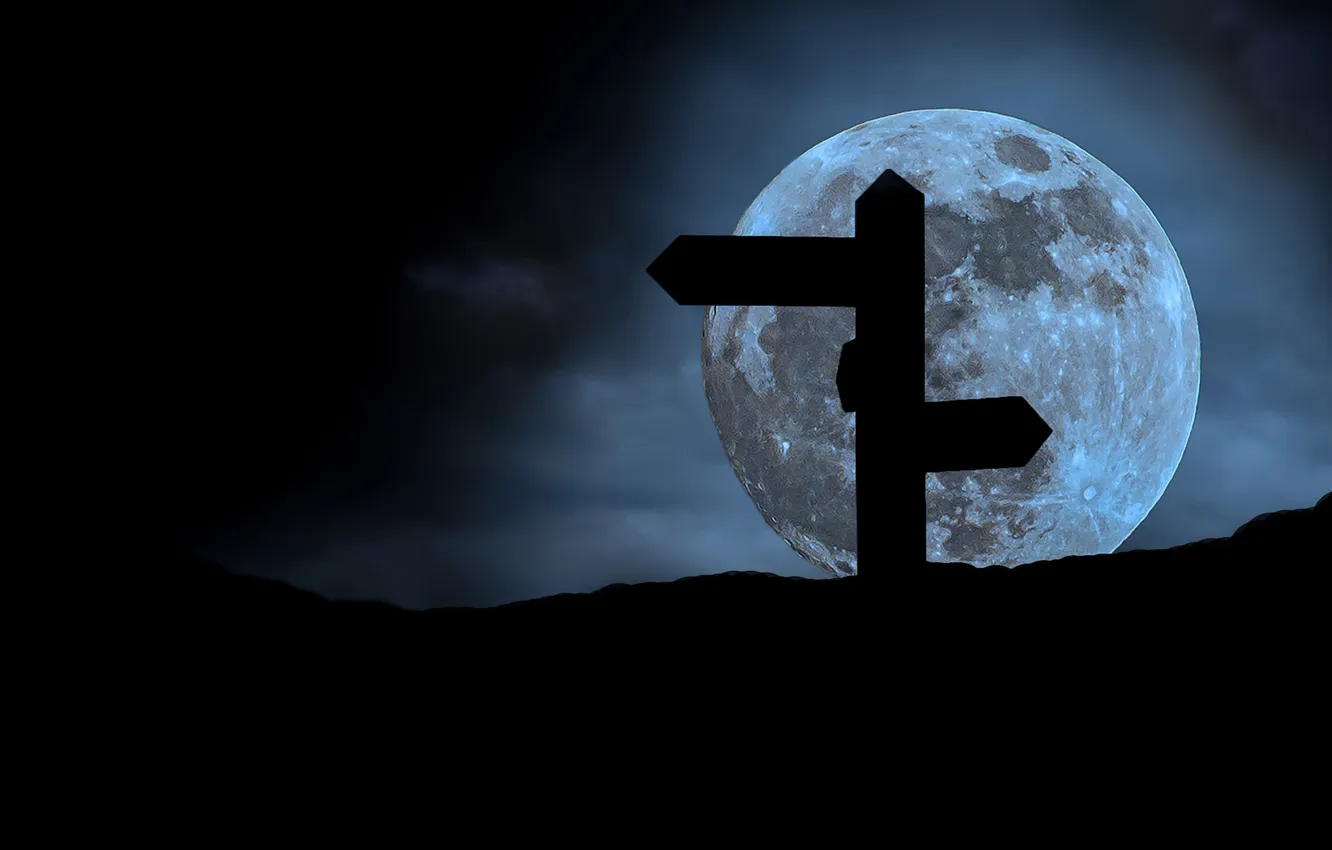 Photo wallpaper night, arrows, the moon, dark, index