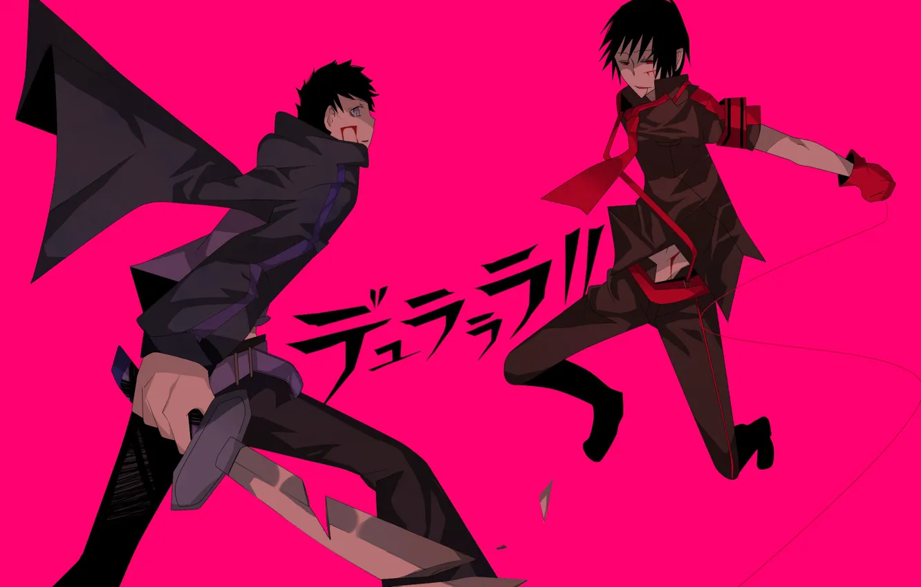 Photo wallpaper sword, battle, art, battle, guy, thread, Durarara, Durarara