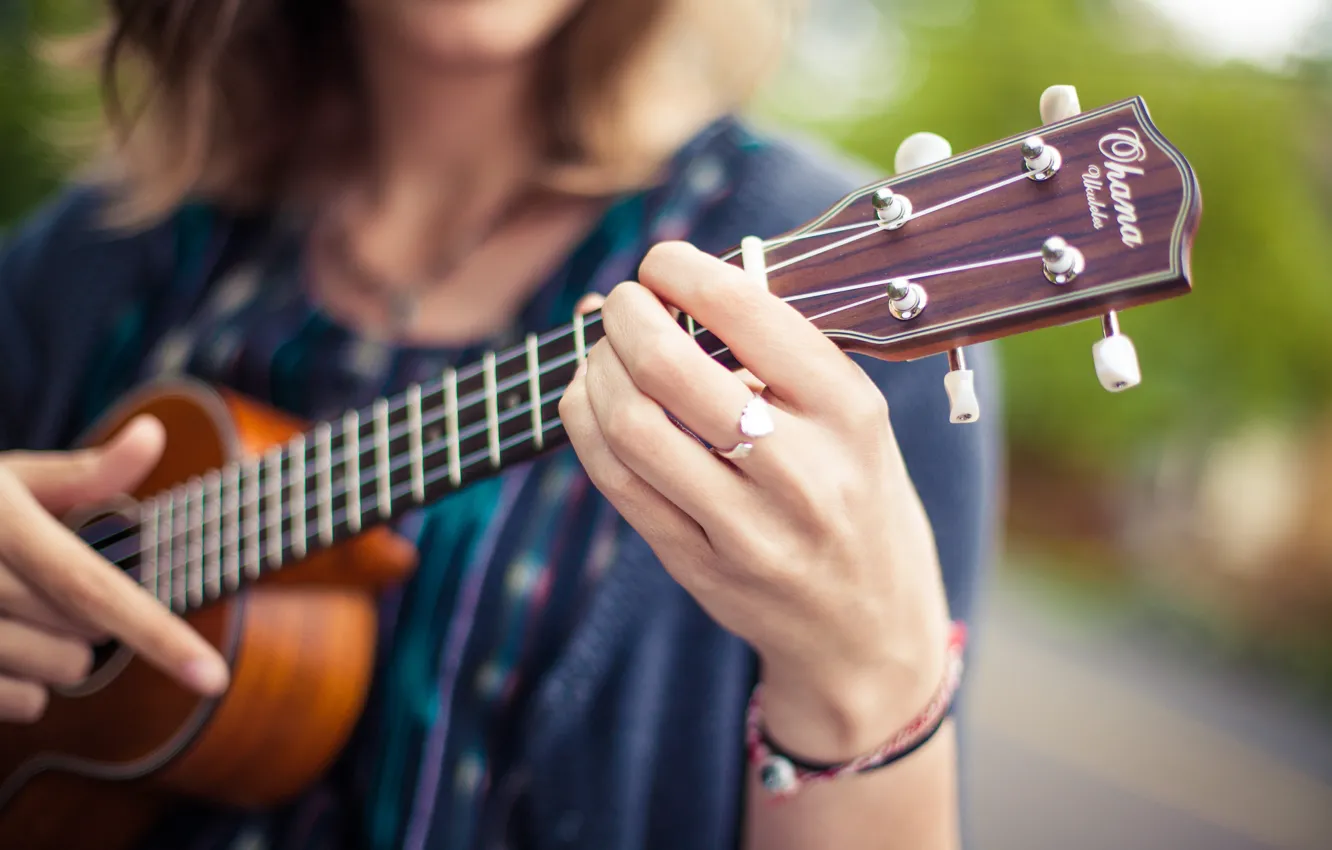 Photo wallpaper girl, guitar, strings, ring, fingers, Grif, musical instrument