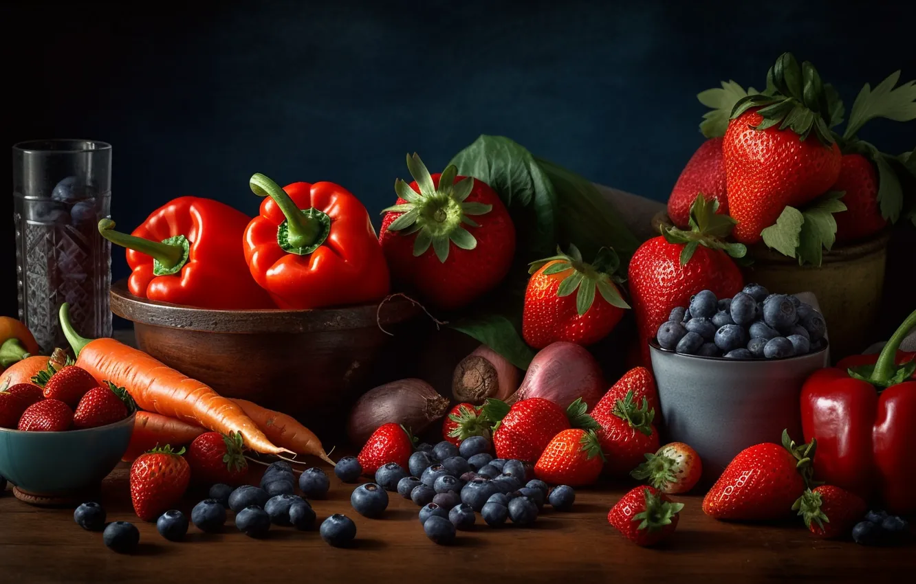 Photo wallpaper berries, food, fruit, different, a lot, juicy, delicious, cuts