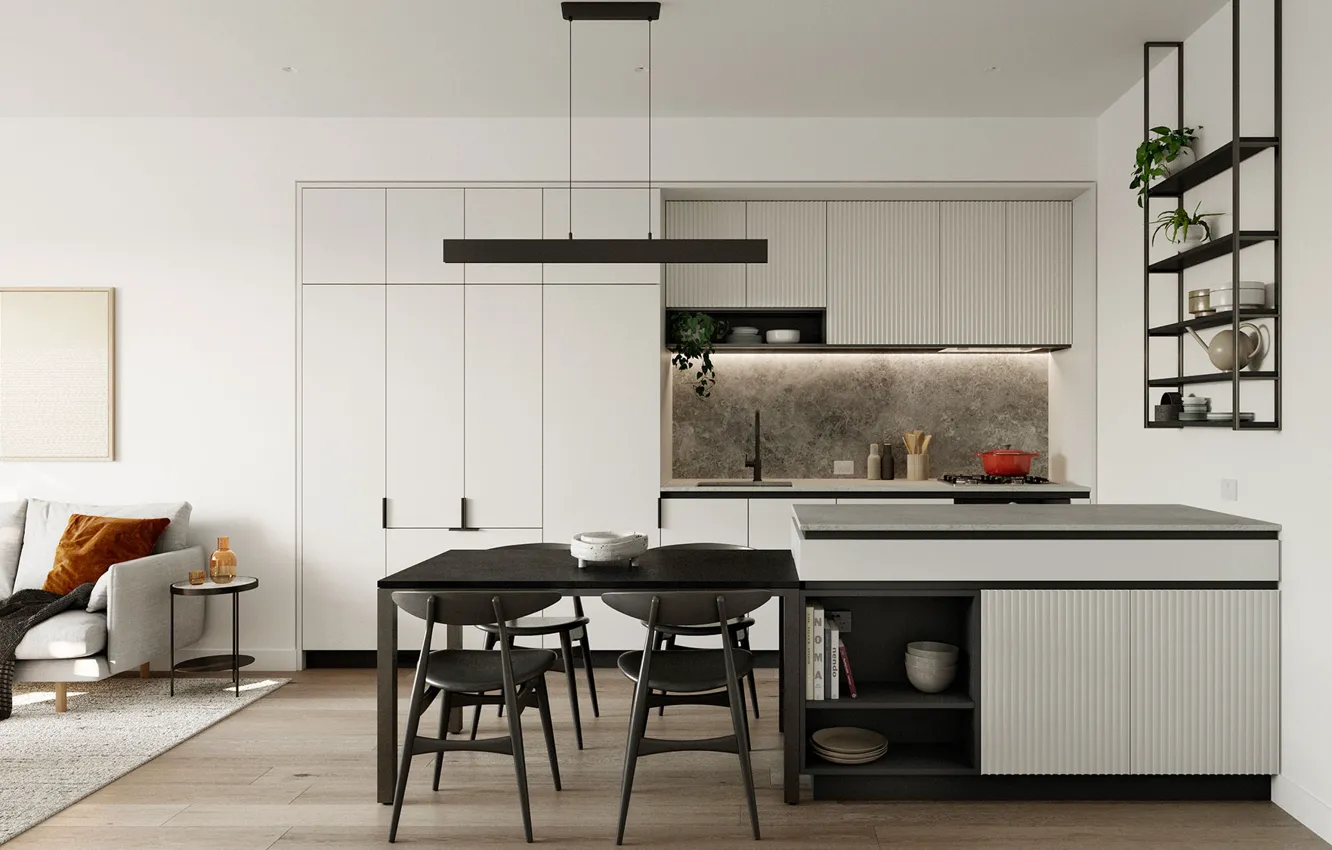 Photo wallpaper design, style, interior, kitchen, living room, dining room