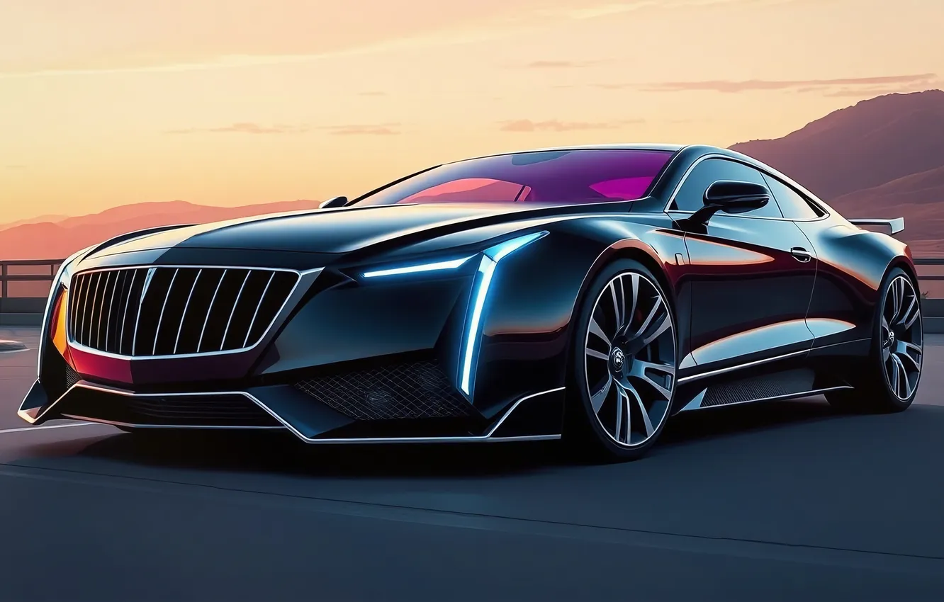 Photo wallpaper road, mountains, Machine