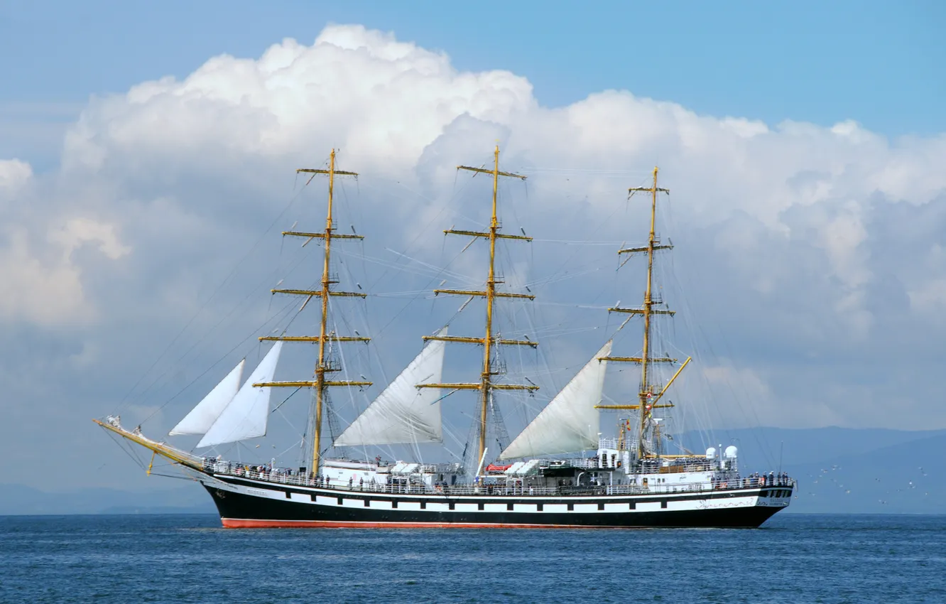 Photo wallpaper sailboat, Pallada, training