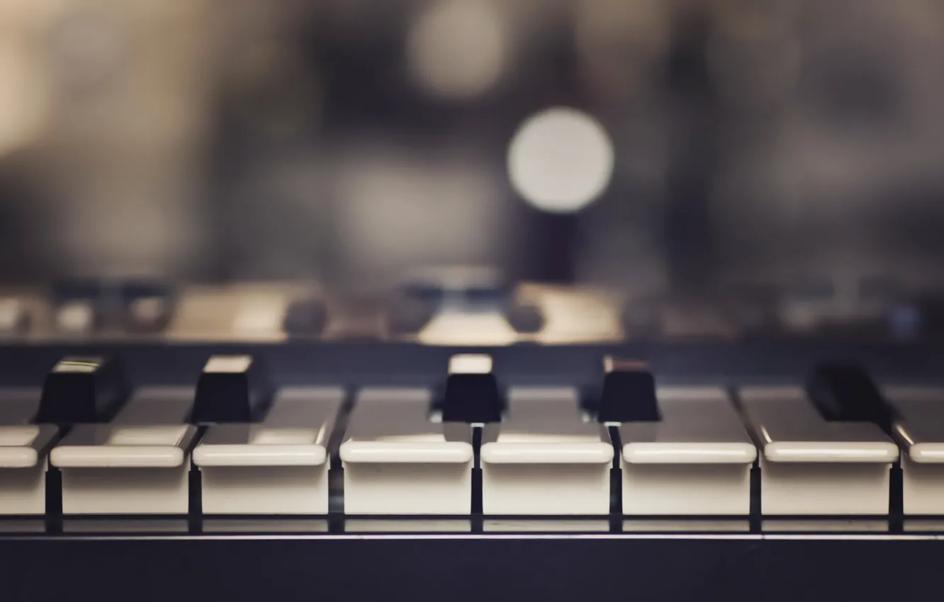 Photo wallpaper macro, music, piano