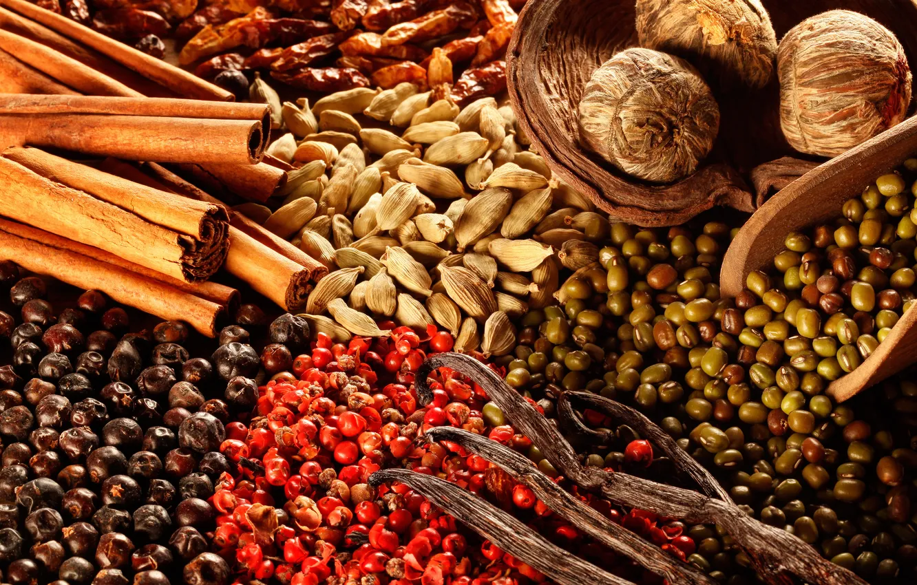 Photo wallpaper spices, seasoning, cuts, spices, seasonings, assorted