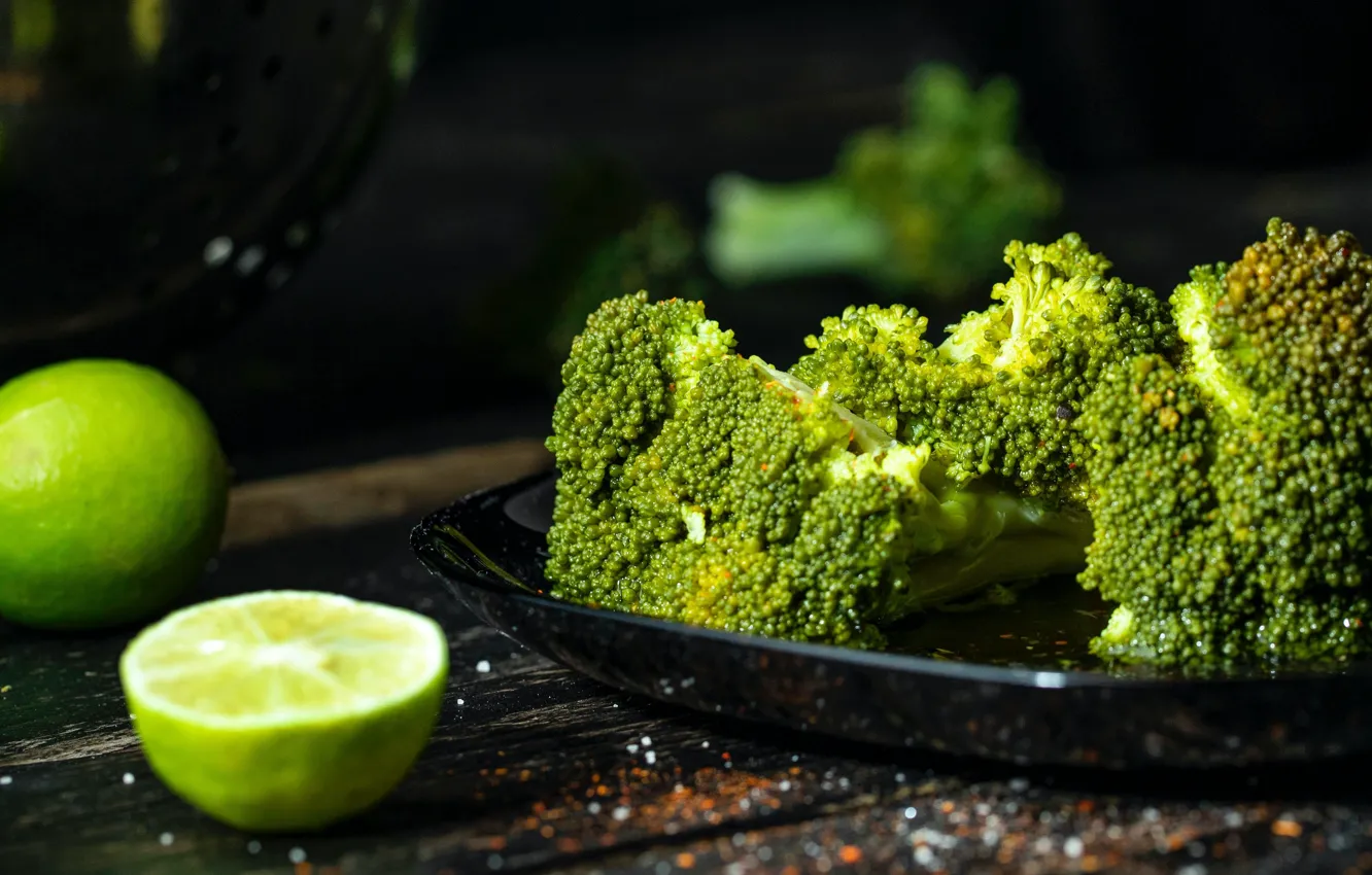 Photo wallpaper food, lime, citrus, broccoli