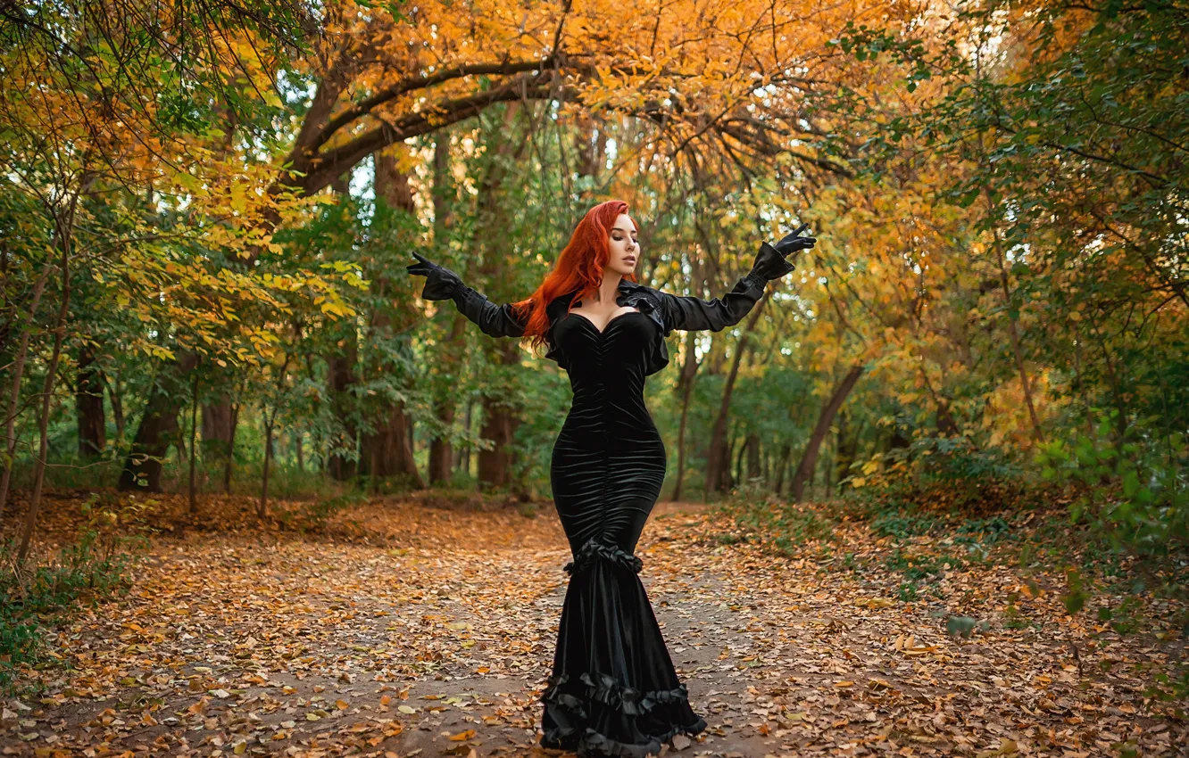 Photo wallpaper sexy, dress, model, redhead, pose, A Diakov George