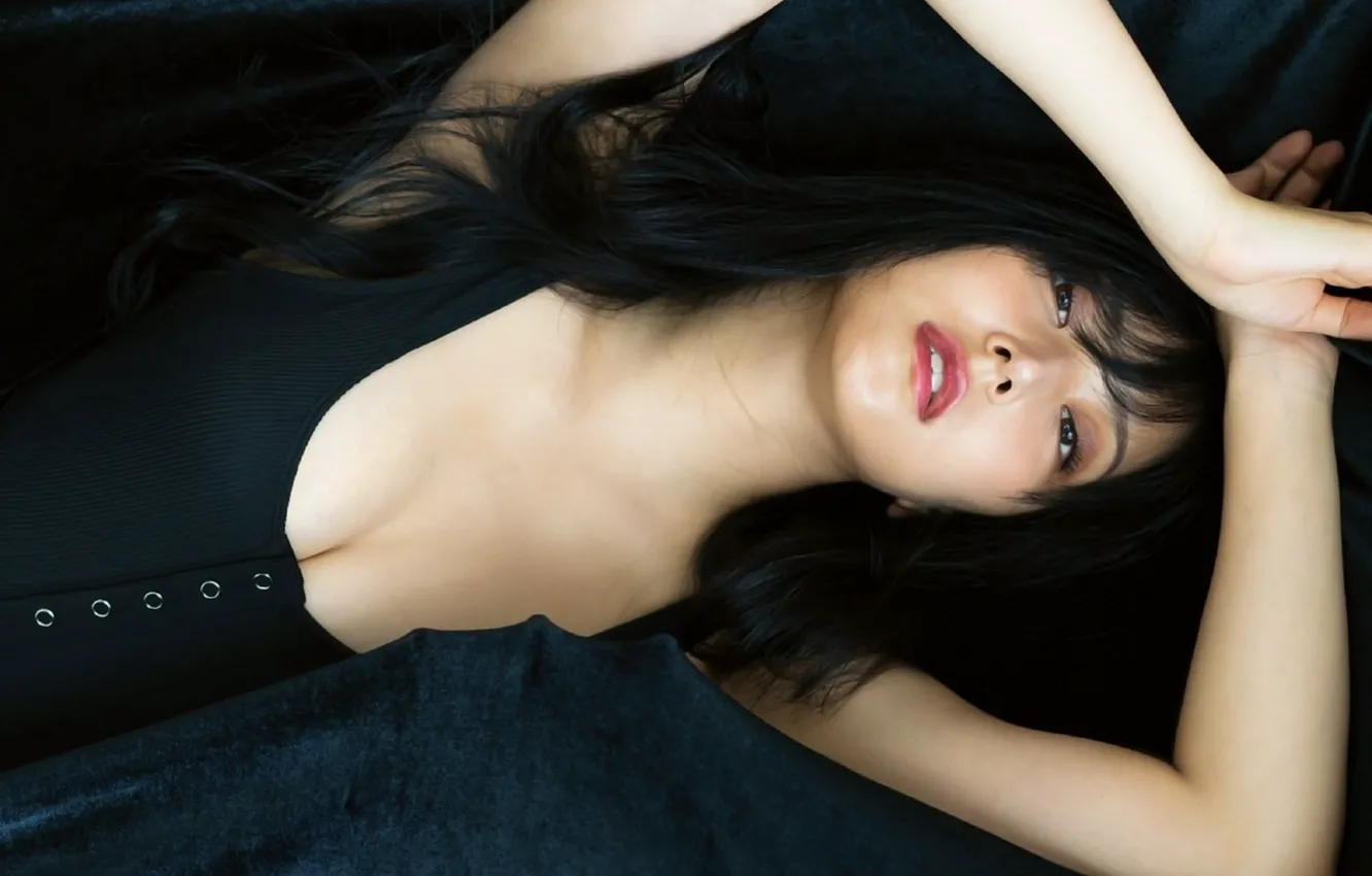 Photo wallpaper girl, sexy, cleavage, long hair, boobs, beautiful, pretty, lips