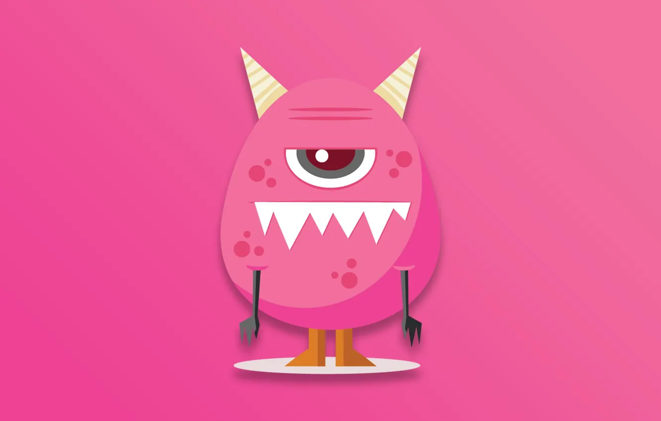 Photo wallpaper horns, monster, cartoon, eye, digital art, artwork, creature, Minimalism