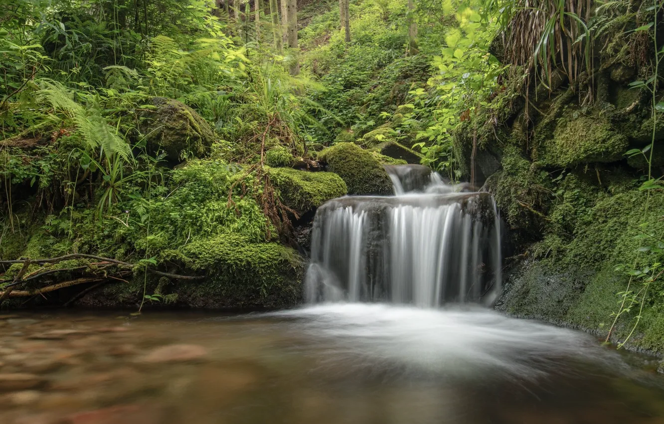 Photo wallpaper landscape, nature, lake, waterfall, beauty