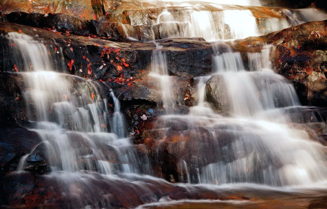 Photo wallpaper nature, stones, waterfall, nature, waterfall
