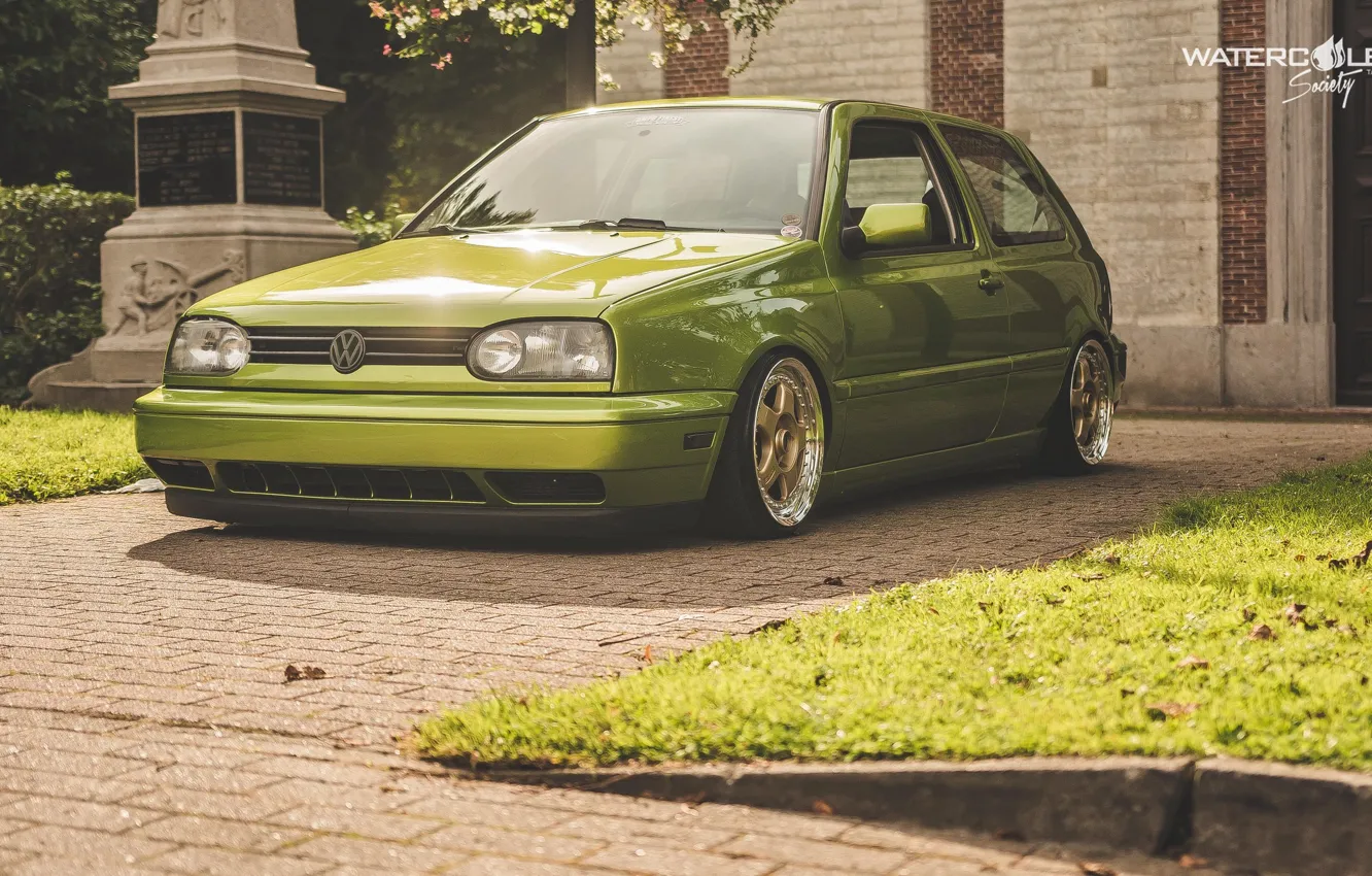 Photo wallpaper volkswagen, Golf, golf, tuning, germany, low, r32, stance