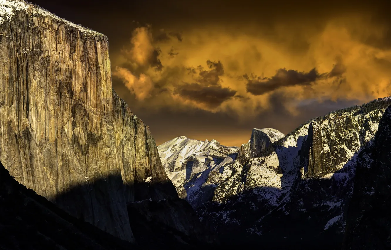 Photo wallpaper mountains, nature, Yosemite Sunset