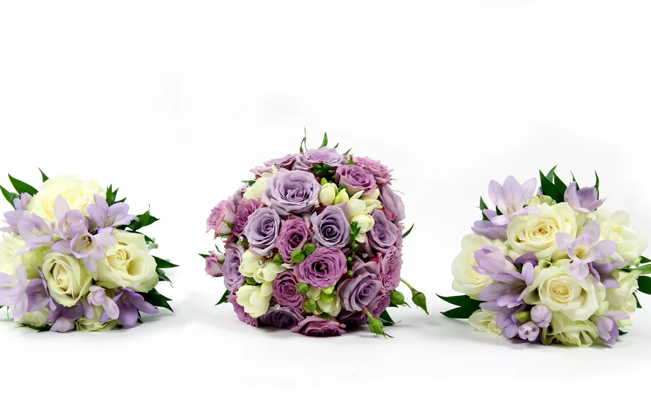 Photo wallpaper flowers, roses, bouquet, rhinestones, beautiful, lilac