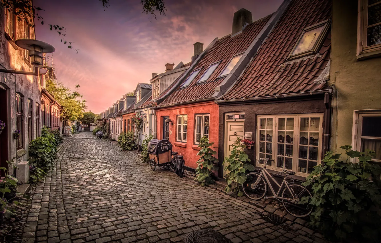 Photo wallpaper bike, street, home, Denmark, Aarhus