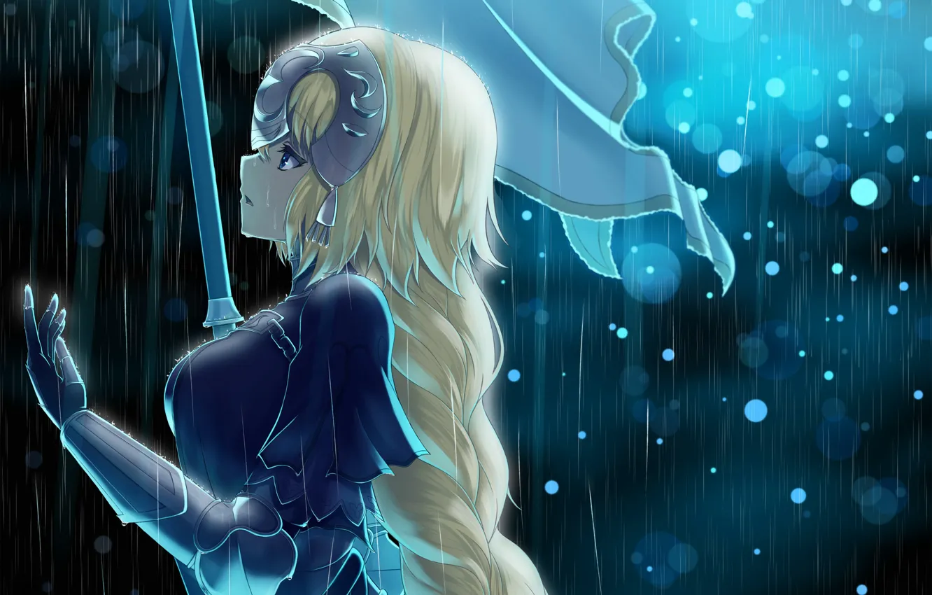 Photo wallpaper girl, rain, anime, art, Fate Grand order